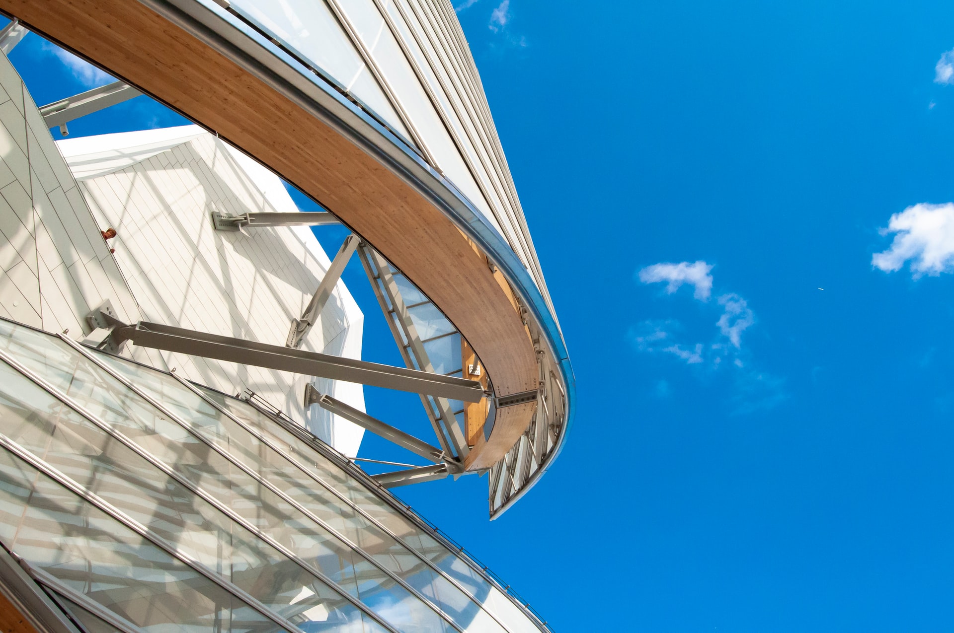 Fondation Louis Vuitton exterior architecture in Paris park