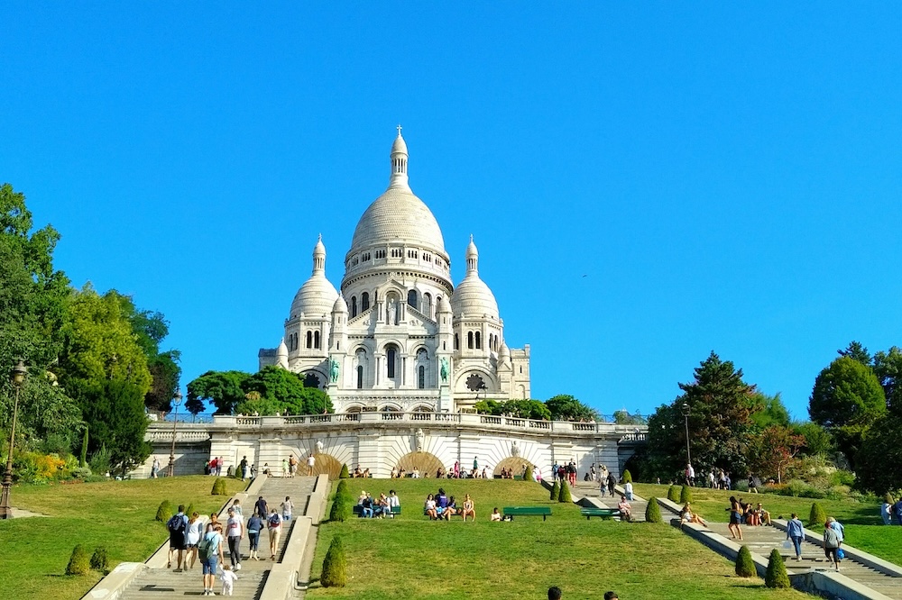 The architecture of the Sacré-Cœur Basilica in Montmartre