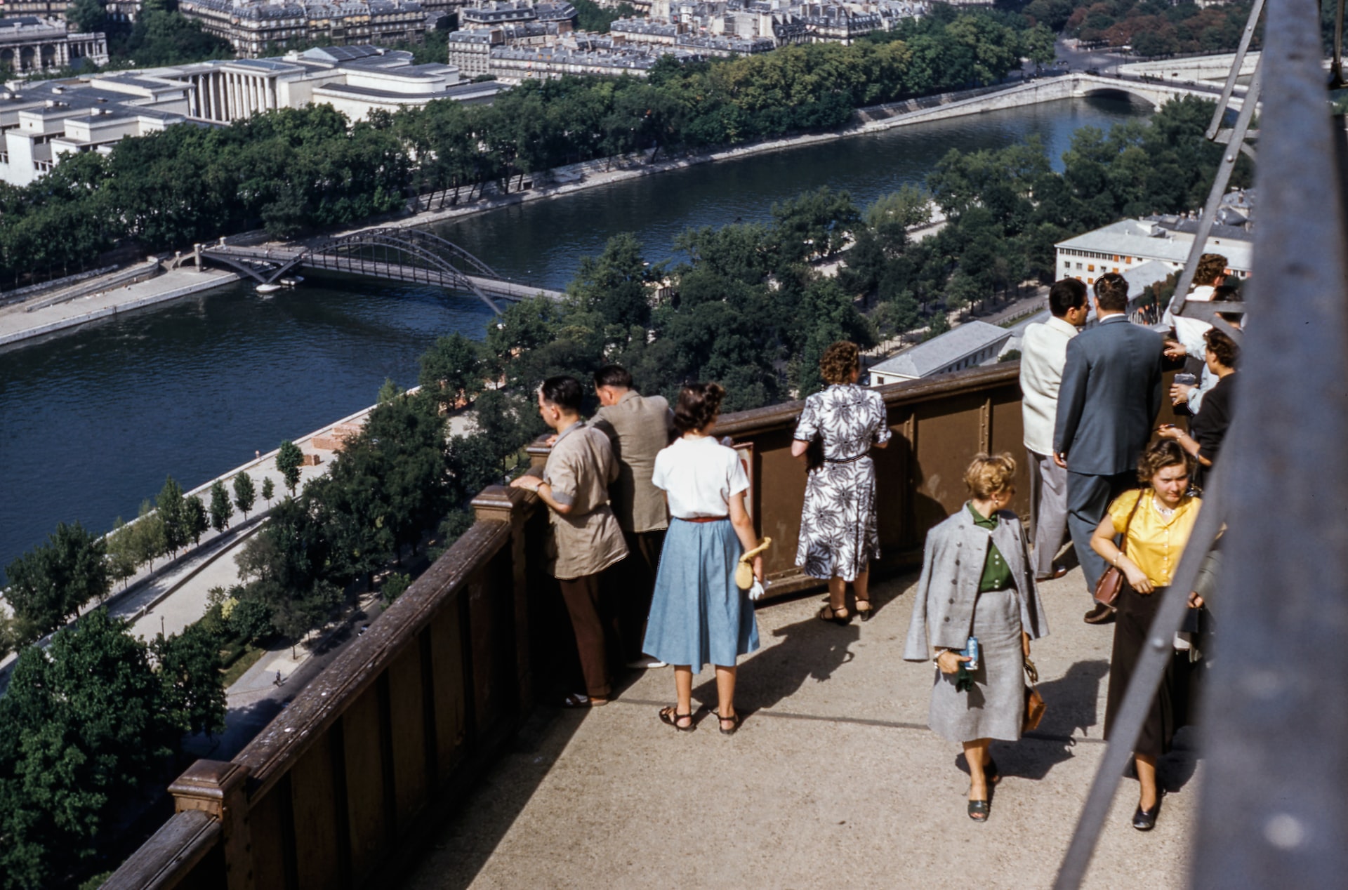 Historic photo of Eiffel Tower platform