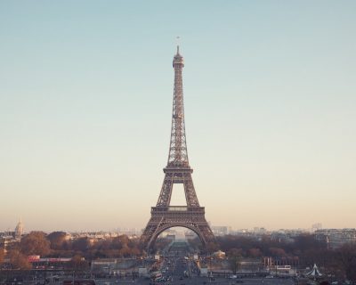 View of the Eiffel Tower over Paris