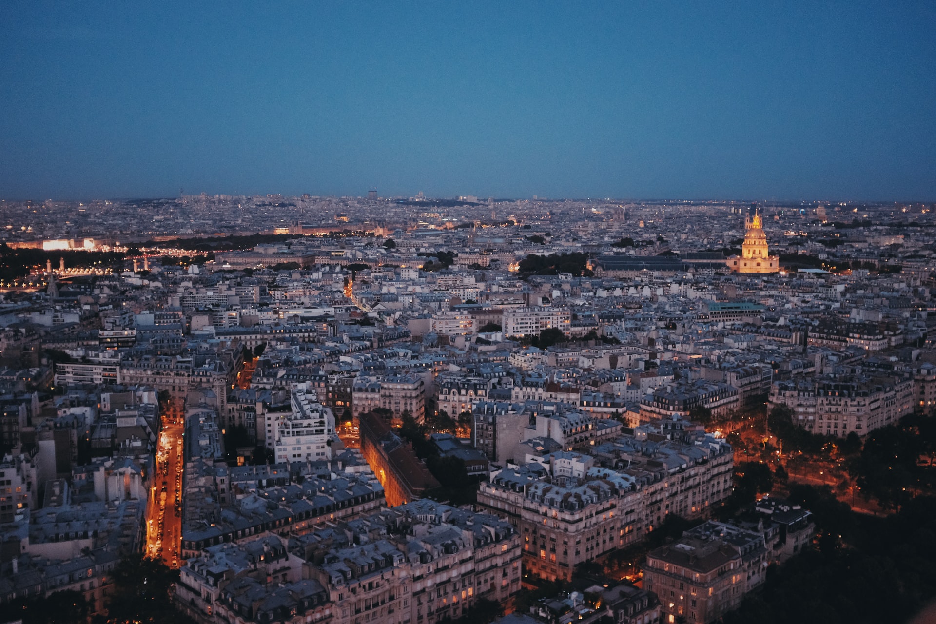 Night view from the Eiffel Tower