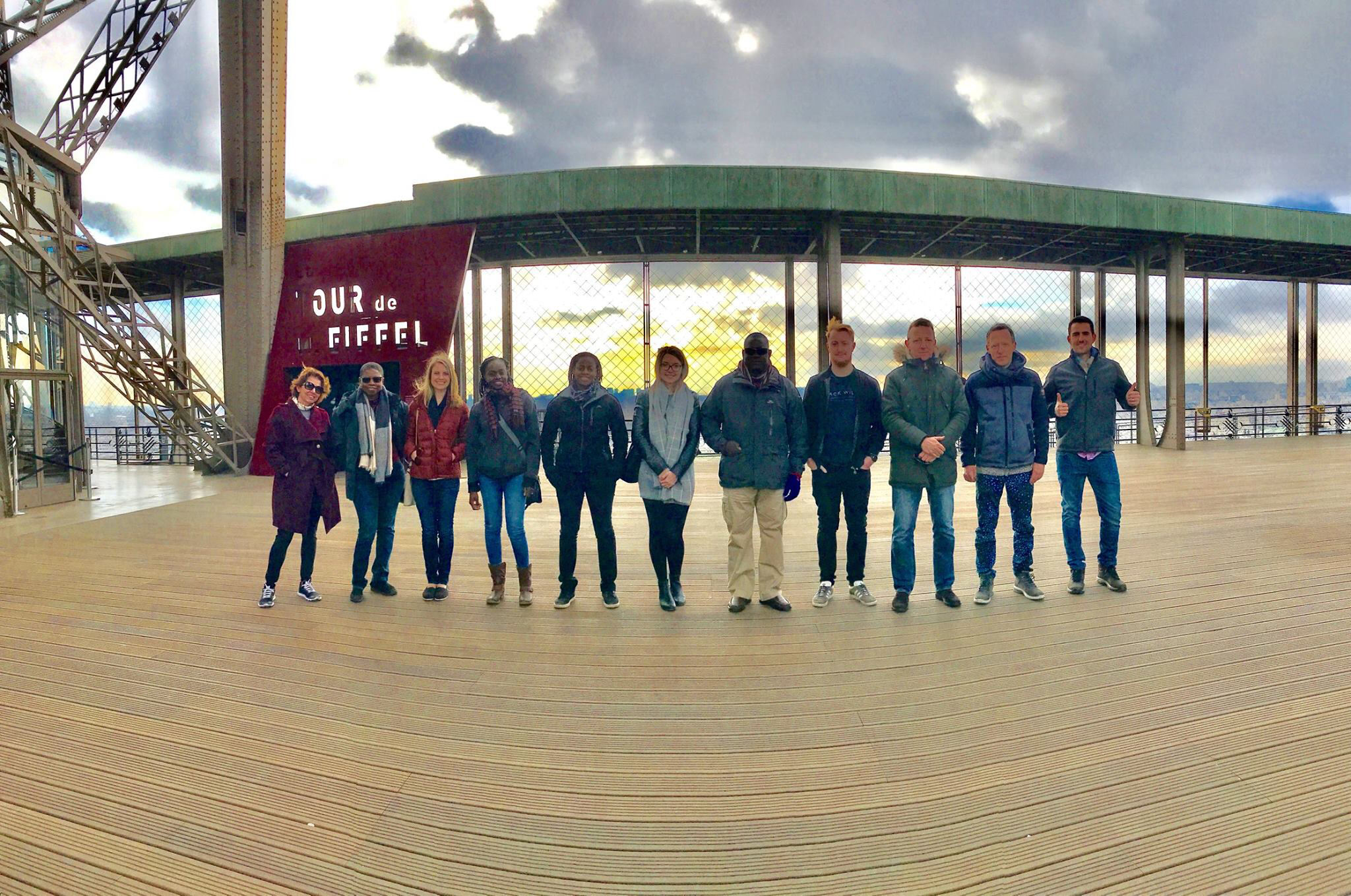 Tour group at the Eiffel Tower